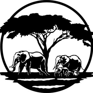 Drzewo okrągłe i słonie