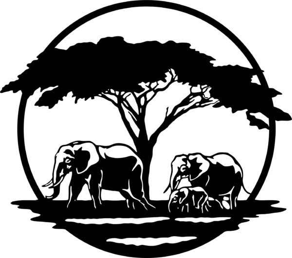 Drzewo okrągłe i słonie