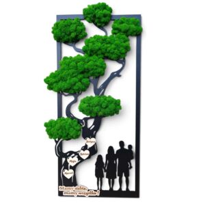 Drzewo bonsai pionowy z mchem chrobotkiem i rodziną #9
