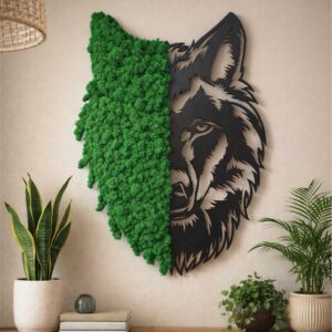 obraz wilk z mchem stabilizowanym nowoczesna dekoracja wnętrza