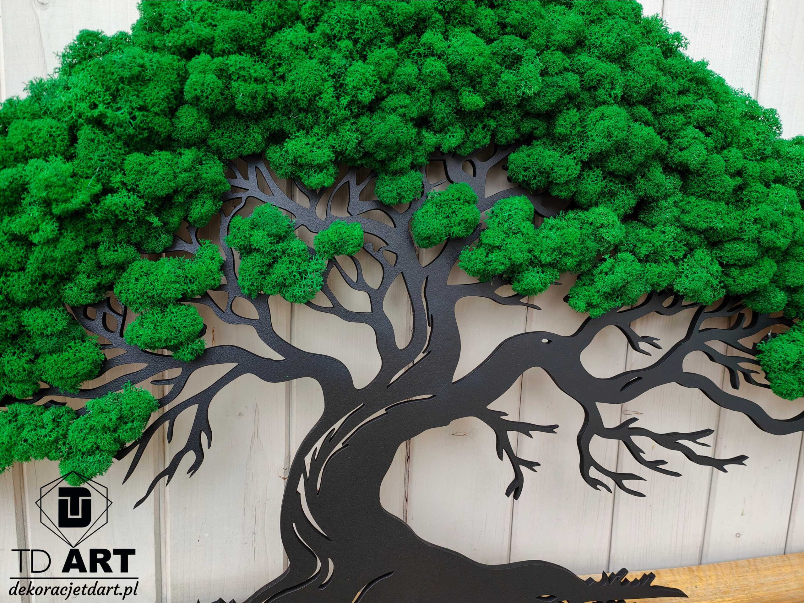 drzewo bonsai z mchem chrobotkiem z mchu chrobotka 74 Ażurowe drzewo bonsai z naturalnym mchem stabilizowanym – elegancka dekoracja do wnętrz