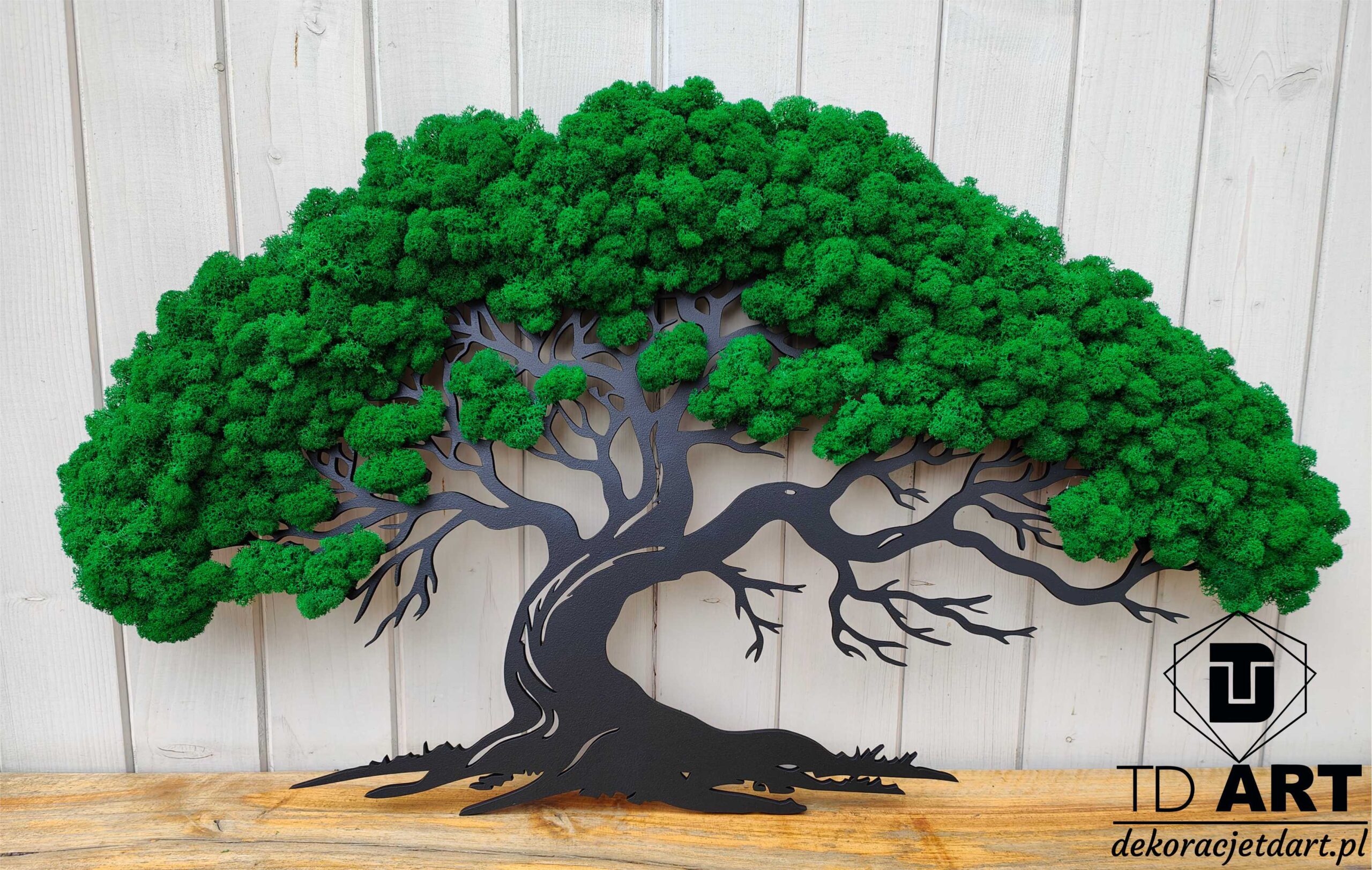 drzewo bonsai z mchem chrobotkiem z mchu chrobotka 77 Zielone drzewo z mchem chrobotkiem PREMIUM – żywy obraz inspirowany naturą i Japonią