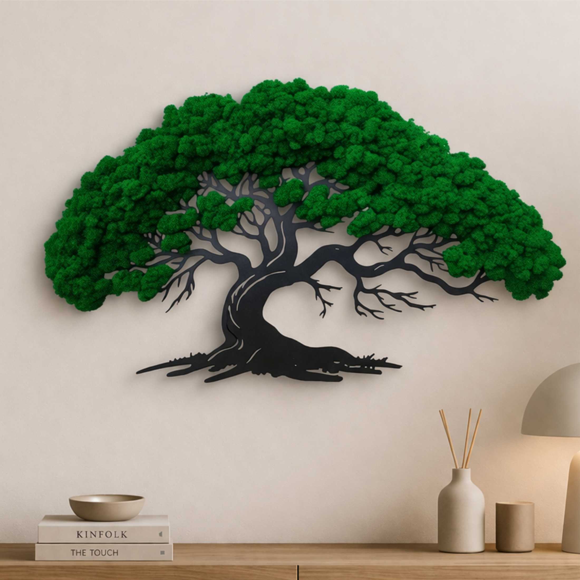drzewo poziome z mchem chrobotkiem reniferowym bonsai z mchu chrobotka